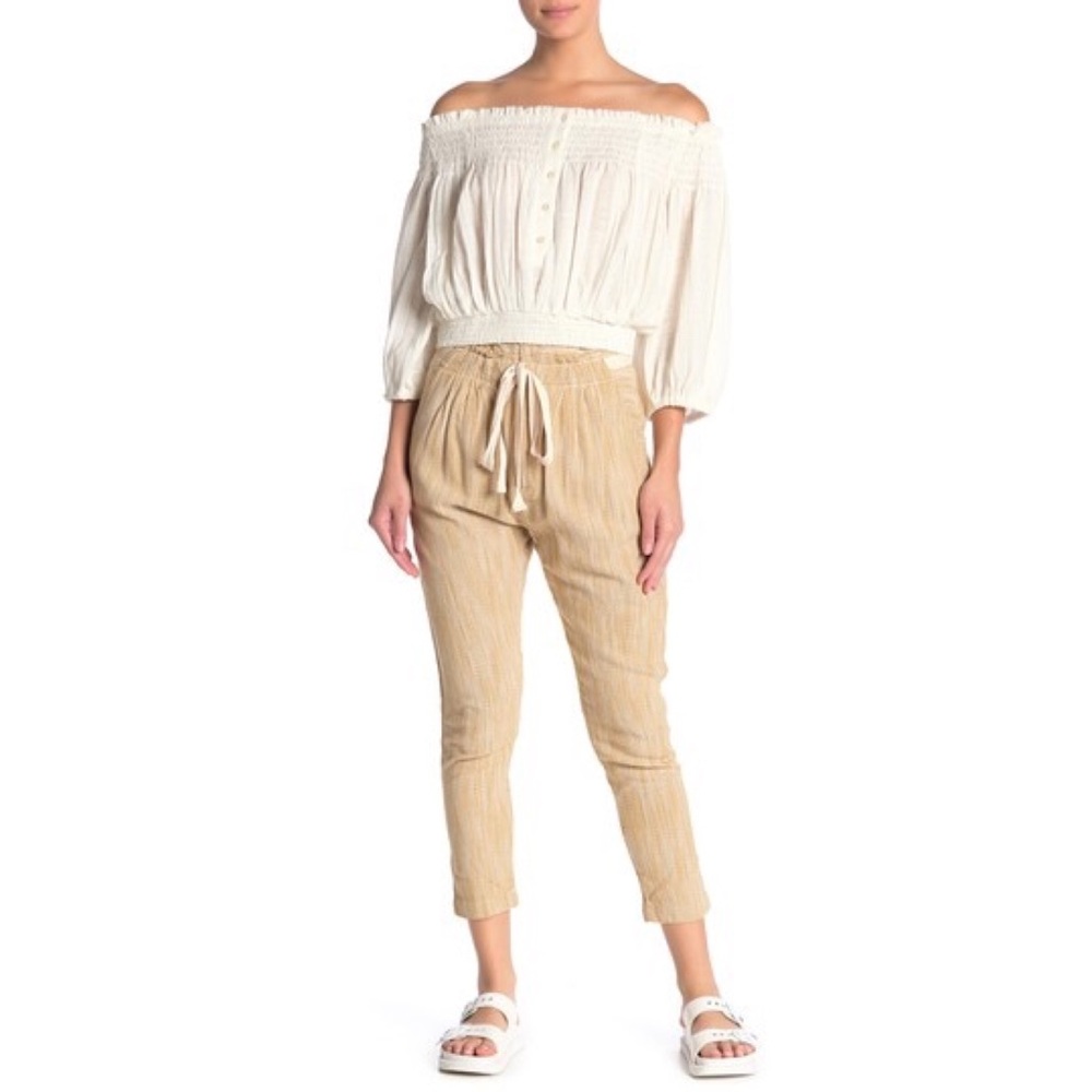🥥Free People Moss/Cream Straight Leg Ankle Length